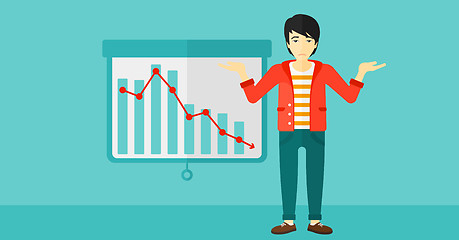 Image showing Man with decreasing chart.