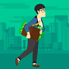 Image showing Man with suitcase full of money.