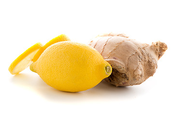Image showing Ginger root and lemon slice
