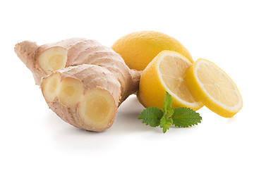 Image showing Ginger root and lemon slice