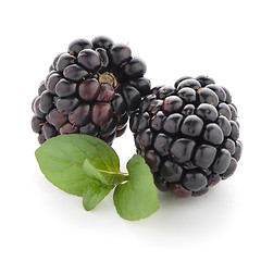 Image showing Blackberries with leaves