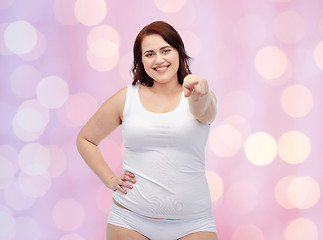 Image showing plus size woman in underwear showing