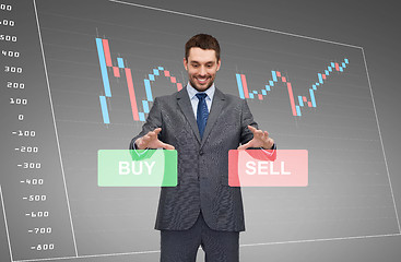 Image showing businessman or stock broker over forex chart