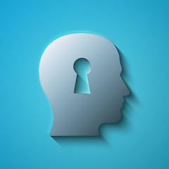 Image showing Finance concept: flat metallic Head With Keyhole icon, vector