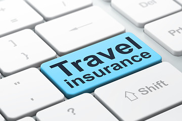 Image showing Insurance concept: Travel Insurance on computer keyboard background