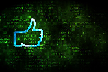 Image showing Social network concept: Thumb Up on digital background