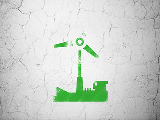 Image showing Manufacuring concept: Windmill on wall background