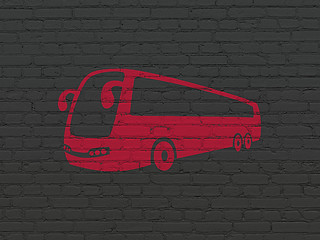 Image showing Travel concept: Bus on wall background