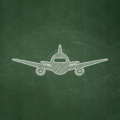 Image showing Tourism concept: Aircraft on chalkboard background