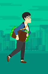 Image showing Man with suitcase full of money.