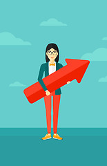 Image showing Successful business woman with arrow up.