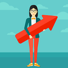 Image showing Successful business woman with arrow up.