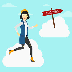 Image showing Business woman moving to success.