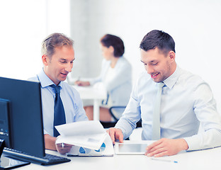 Image showing businessmen with notebook and tablet pc