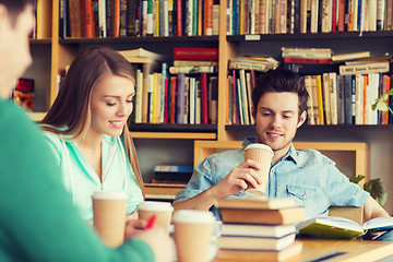 Image showing students reading and drinking coffee in library
