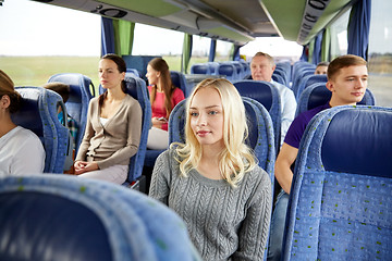 Image showing group of passengers or tourists in travel bus