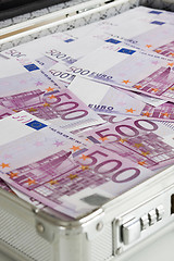 Image showing 500 Euro banknotes in a briefcase