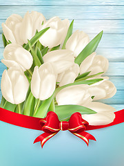 Image showing Bouquet of white tulips. EPS 10