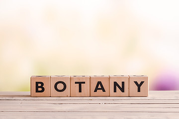 Image showing Botany sign on a wooden table