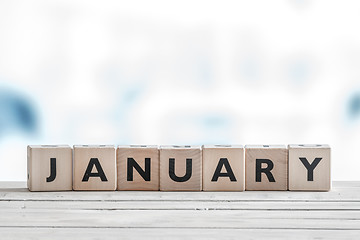 Image showing January sign on wooden cubes