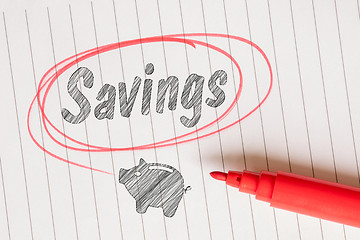 Image showing Savings note with a piggy bank