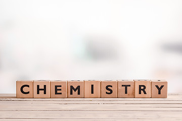 Image showing Chemistry sign made of wood