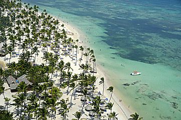 Image showing Flying over caribbean beach