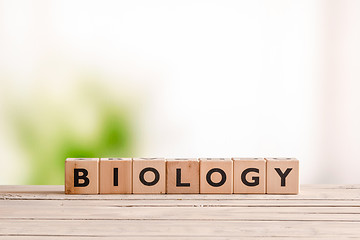 Image showing Biology sign on a table in the nature