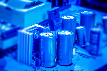 Image showing Capacitors om a microcircuit board