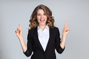 Image showing The young woman\'s portrait with happy emotions