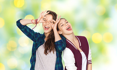 Image showing happy smiling pretty teenage girls having fun