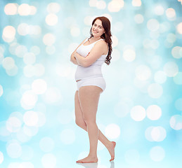 Image showing happy plus size woman in underwear