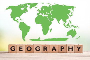 Image showing Geography sign with a world map