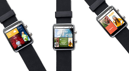 Image showing close up of smart watch with internet applications