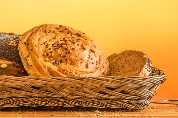 Image showing Bread in a basket on a table