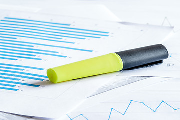 Image showing Yellow marker on a paper diagram