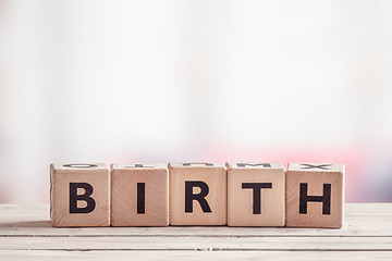 Image showing Birth sign made of wooden cubes