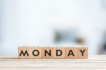 Image showing Monday sign on an indoor table