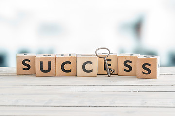 Image showing The word success with a key