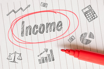 Image showing Business income note with drawings