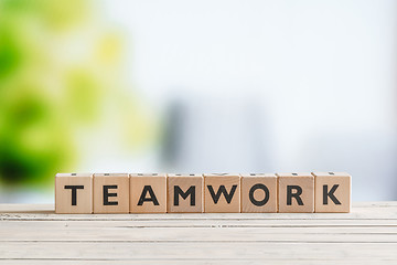 Image showing Teamwork message made of cubes