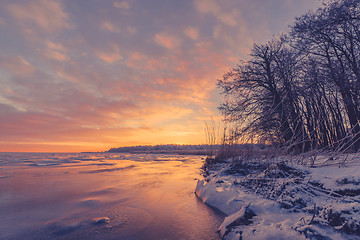 Image showing Lake sunrise in the winter
