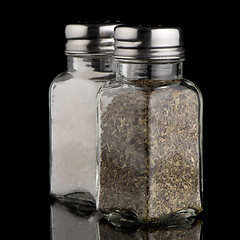 Image showing  Salt and oregano shakers