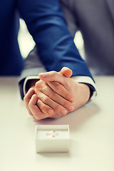 Image showing close up of male gay couple and wedding rings