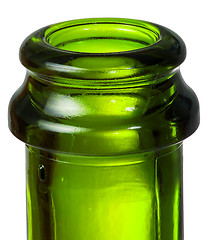 Image showing Closeup neck of green bottle of champagne