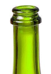 Image showing Neck of green bottle of champagne