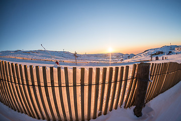 Image showing Sunset on Ski Park