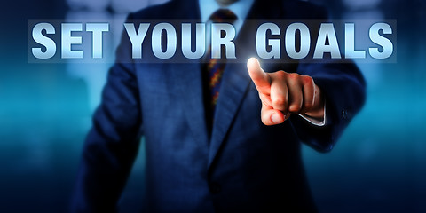 Image showing Business Coach Touching SET YOUR GOALS