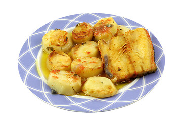 Image showing Salt cod fish and chips