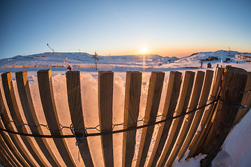 Image showing Sunset on Ski Park
